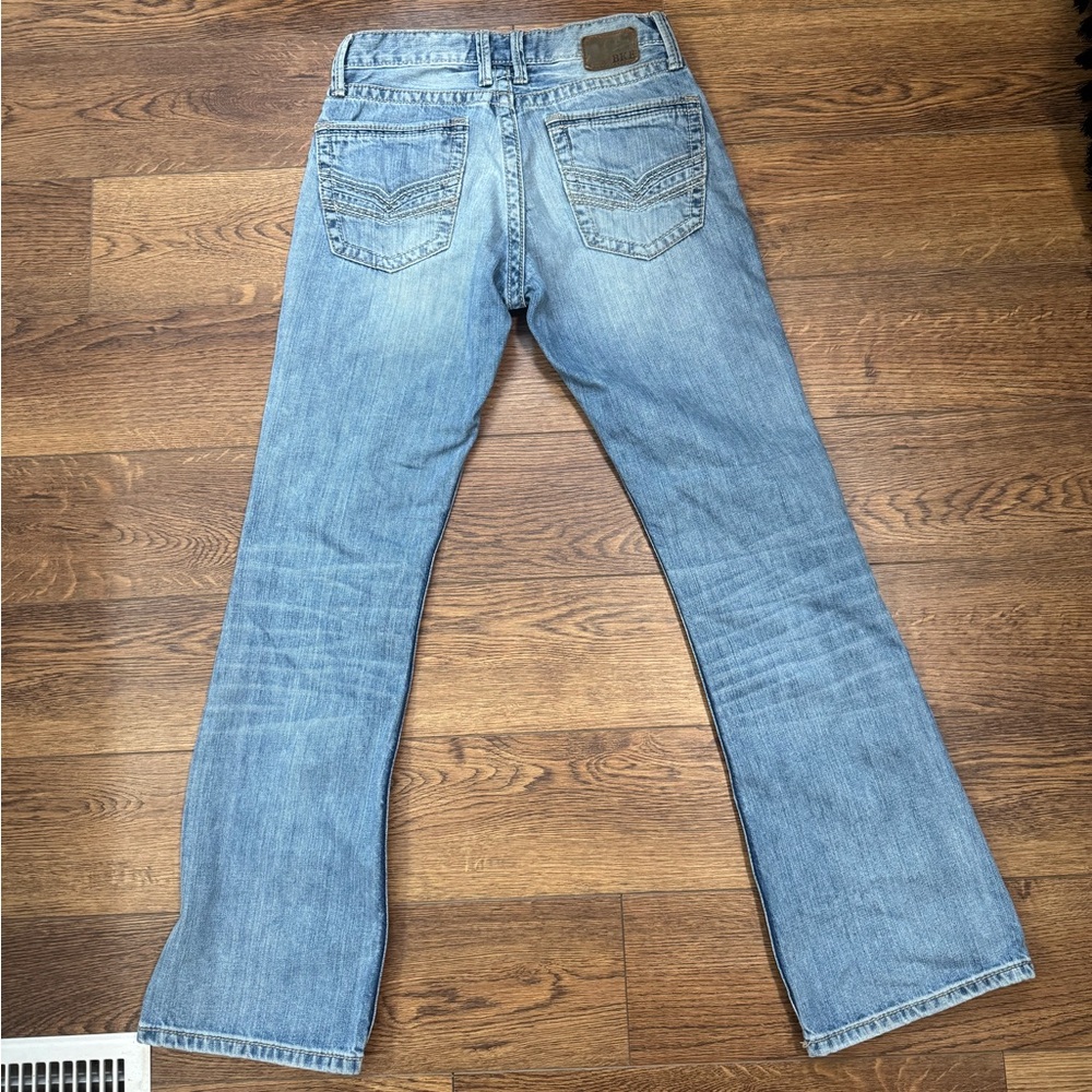 BKE Fulton Jeans Men's 29R Light Wash Denim Bootcut Buckle - Picture 4 of 8